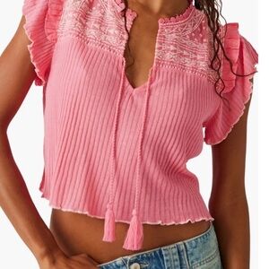 Free People Sarafina Embroidered Top